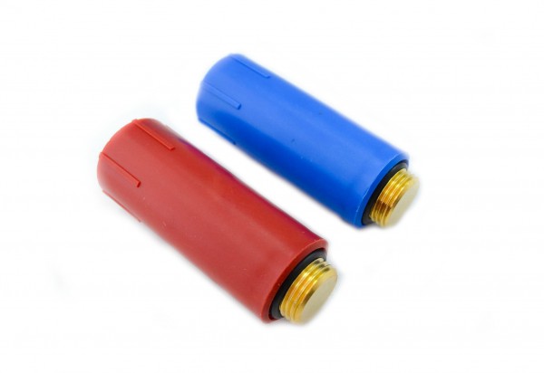 Baustopfen Kunststoff 1/2&quot; Messing blau oder rot Paket a 5 Stück
